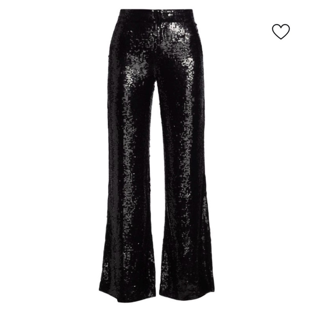 Alice + Olivia Sequin Pants black Size 2 Wide Leg High Rise